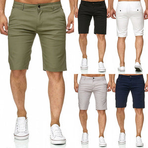Fashion Summer Men's Slim Fit Casual Cotton Shorts Solid Color Short Pants