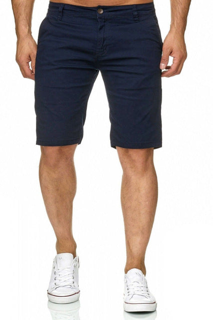 Fashion Summer Men's Slim Fit Casual Cotton Shorts Solid Color Short Pants