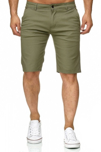 Fashion Summer Men's Slim Fit Casual Cotton Shorts Solid Color Short Pants