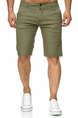 Fashion Summer Men's Slim Fit Casual Cotton Shorts Solid Color Short Pants
