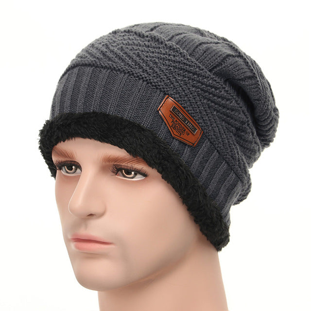 Winter Knitted Hats Scarves Men Winter Cap Beanie Thick Neck Warm Wool Bonnet Skullies Beanies For Men Women Knitted hat