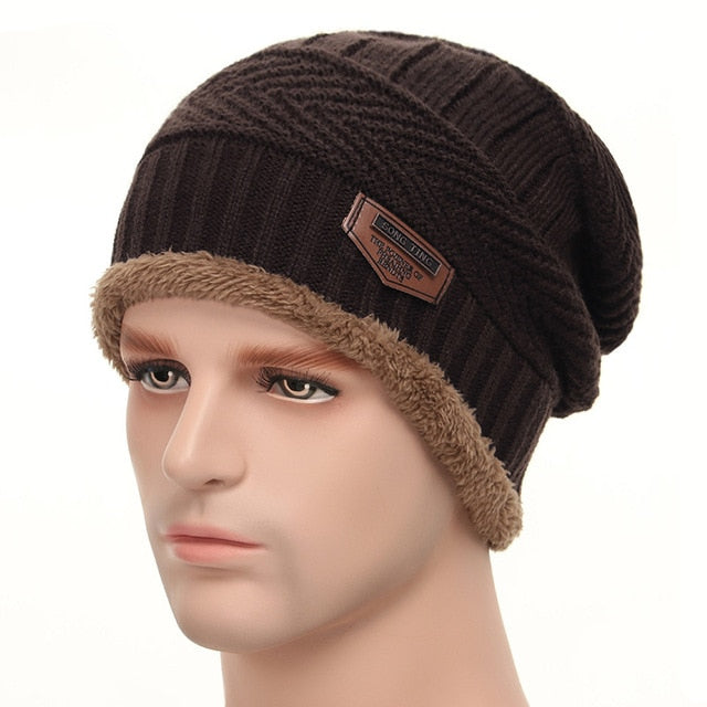 Winter Knitted Hats Scarves Men Winter Cap Beanie Thick Neck Warm Wool Bonnet Skullies Beanies For Men Women Knitted hat