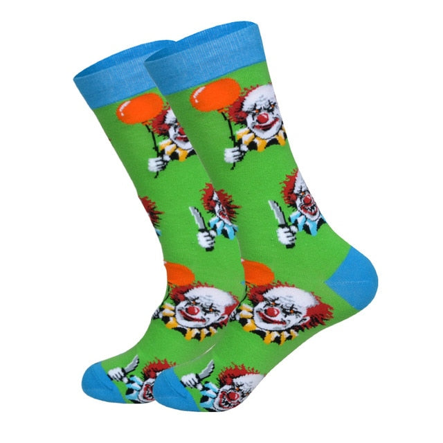 Downstairs Streetwear Happy Socks Men BritishStyle Hip Hop Shark Einstein Jesus 25 Colors Harajuku Art Designer Men Socks Cotton