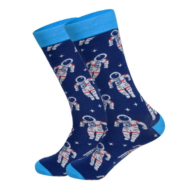 Downstairs Streetwear Happy Socks Men BritishStyle Hip Hop Shark Einstein Jesus 25 Colors Harajuku Art Designer Men Socks Cotton
