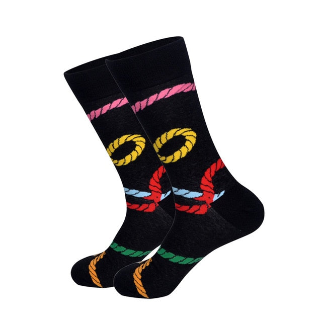 Downstairs Streetwear Happy Socks Men BritishStyle Hip Hop Shark Einstein Jesus 25 Colors Harajuku Art Designer Men Socks Cotton