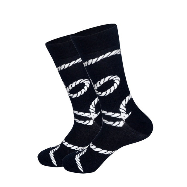 Downstairs Streetwear Happy Socks Men BritishStyle Hip Hop Shark Einstein Jesus 25 Colors Harajuku Art Designer Men Socks Cotton