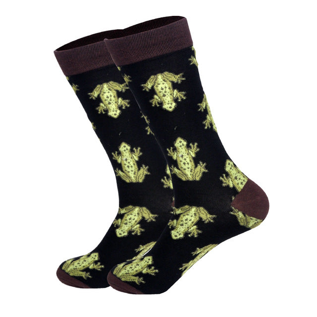 Downstairs Streetwear Happy Socks Men BritishStyle Hip Hop Shark Einstein Jesus 25 Colors Harajuku Art Designer Men Socks Cotton