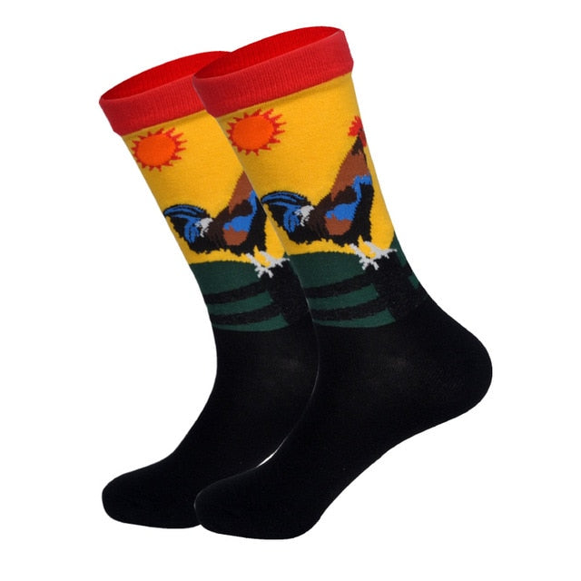 Downstairs Streetwear Happy Socks Men BritishStyle Hip Hop Shark Einstein Jesus 25 Colors Harajuku Art Designer Men Socks Cotton
