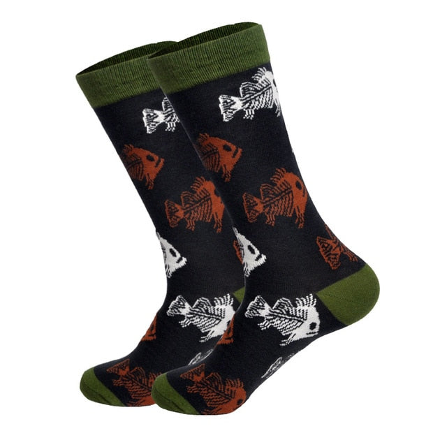 Downstairs Streetwear Happy Socks Men BritishStyle Hip Hop Shark Einstein Jesus 25 Colors Harajuku Art Designer Men Socks Cotton