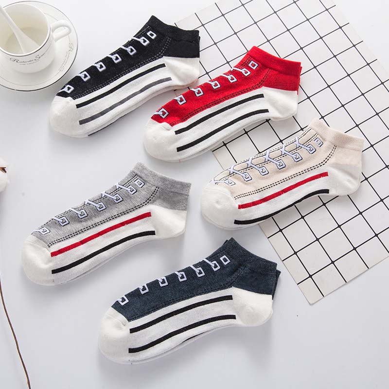 2019 spring new socks men's cotton casual sports boat socks college wind couple canvas socks