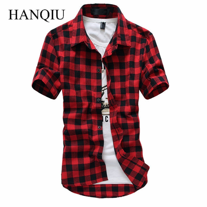 Red And Black Plaid Shirt Men Shirts 2019 New Summer Spring Fashion Chemise Homme Mens Dress Shirts Short Sleeve Shirt Men