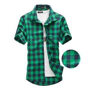 Red And Black Plaid Shirt Men Shirts 2019 New Summer Spring Fashion Chemise Homme Mens Dress Shirts Short Sleeve Shirt Men