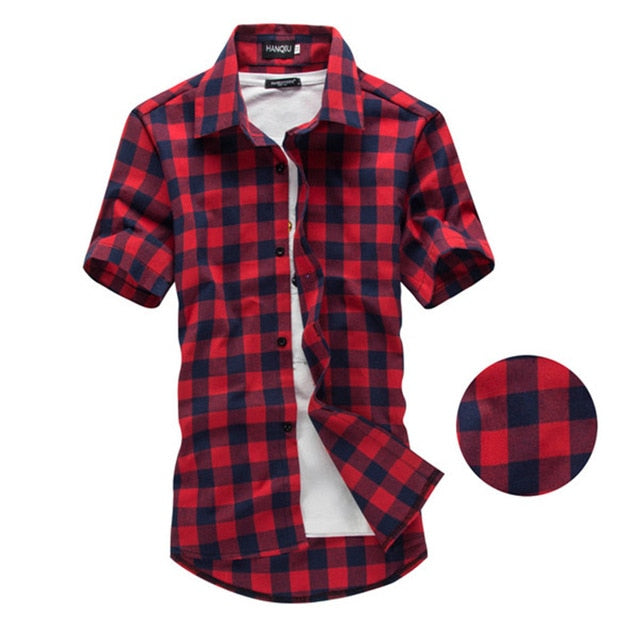 Red And Black Plaid Shirt Men Shirts 2019 New Summer Spring Fashion Chemise Homme Mens Dress Shirts Short Sleeve Shirt Men