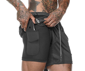 New Arrival 2019 Summer Double-Deck Mens Fitness Bodybuilding Breathable Quick Drying Short Gyms Men Casual Joggers Shorts