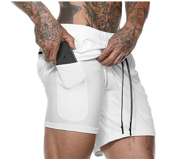 New Arrival 2019 Summer Double-Deck Mens Fitness Bodybuilding Breathable Quick Drying Short Gyms Men Casual Joggers Shorts