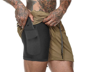 New Arrival 2019 Summer Double-Deck Mens Fitness Bodybuilding Breathable Quick Drying Short Gyms Men Casual Joggers Shorts