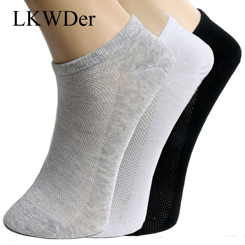 LKWDer 10pcs=5pairs Solid Mesh Men's Socks Invisible Ankle Socks Men Summer Breathable Thin Boat Socks Size Eur39-43 cheap price