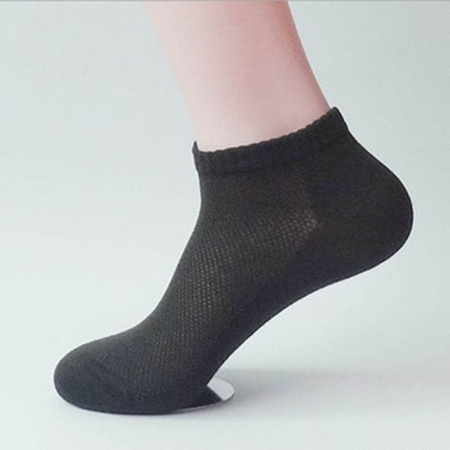 LKWDer 10pcs=5pairs Solid Mesh Men's Socks Invisible Ankle Socks Men Summer Breathable Thin Boat Socks Size Eur39-43 cheap price