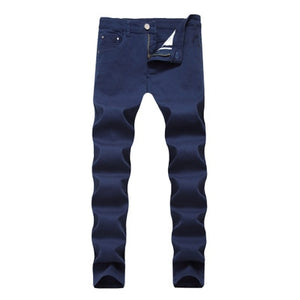 White Ripped Jeans Men With Holes Super Skinny Famous Designer Brand Slim Fit Destroyed Jeans Pencil pants Slim zipper Jeans