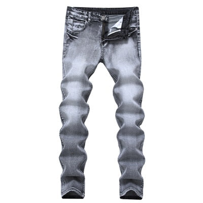 White Ripped Jeans Men With Holes Super Skinny Famous Designer Brand Slim Fit Destroyed Jeans Pencil pants Slim zipper Jeans