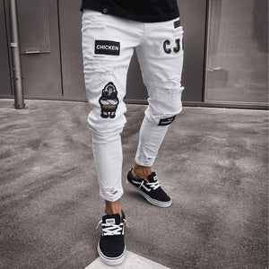 2019 Men Stylish Ripped Jeans Pants Biker Skinny Slim Straight Frayed Denim Trousers New Fashion Skinny Jeans Men Clothes