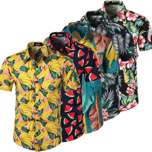 Fashion Hot Sale Men Hawaiian Flower-print Short Sleeve Summer Beach Style Lapel Shirts Holiday Casual Comfortable clothes S-XXL