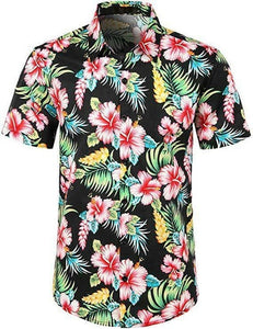 Fashion Hot Sale Men Hawaiian Flower-print Short Sleeve Summer Beach Style Lapel Shirts Holiday Casual Comfortable clothes S-XXL
